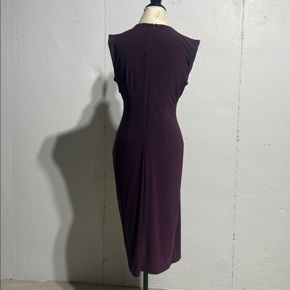 Nina Leonard Asymmetrical Dress in Deep Purple - Picture 10 of 14